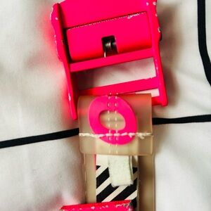 Off-White Industrial Belt Neon Pink Translucent Rubber Logo Belt RARE